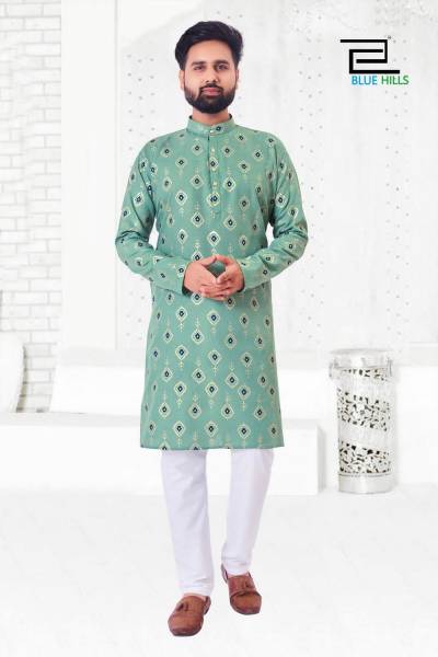 ETHNICITY BY BLUE HILLS PRINTED KURTA & PAYJAMA MENS WEAR EXPORTER IN INDIA